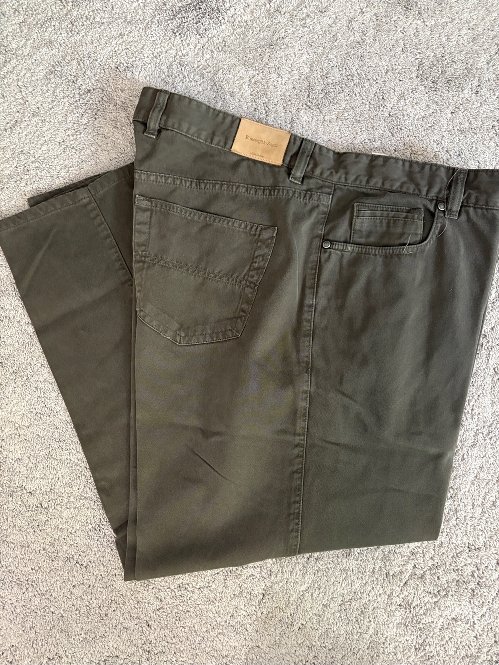 Ermeneglido Zegna Dark Olive Green Cotton Pants 44